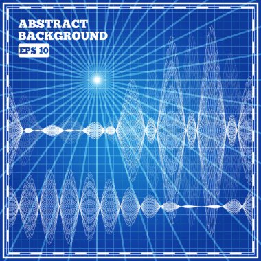 Mavi bir arka plan üzerinde dalga paterni. Vektör çizim.