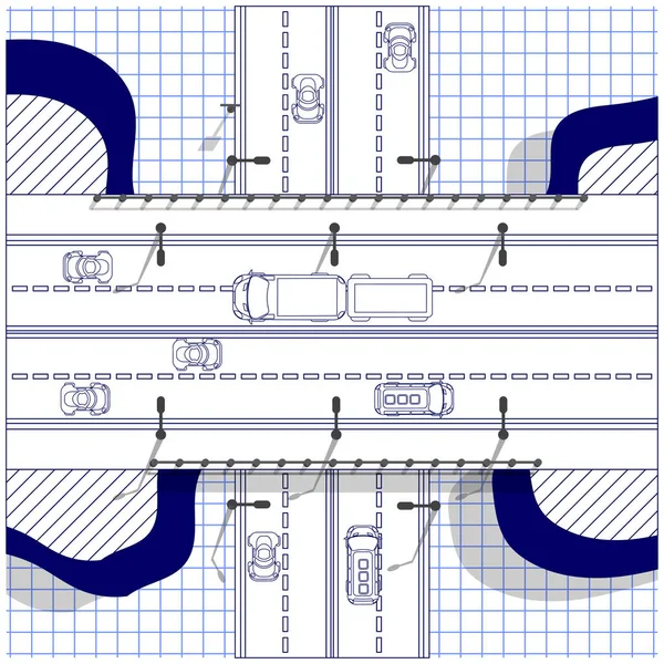 Straßenkreuzung Blick Von Oben Vektorillustration — Stockvektor