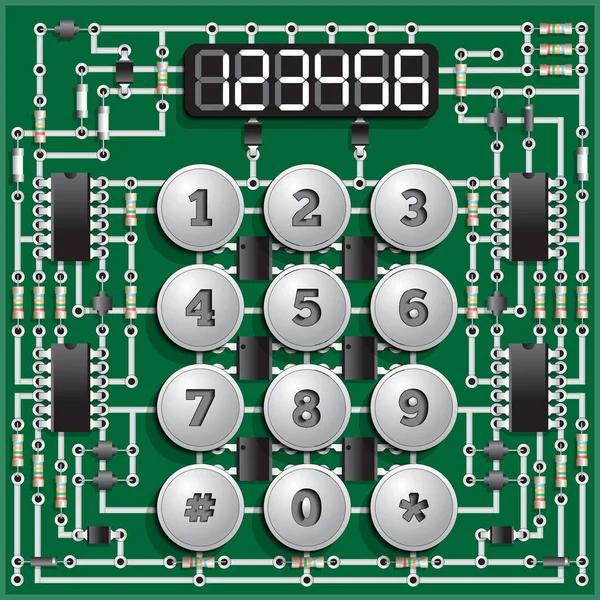 Elektronická Karta Kombinační Zámek Šablona Pro Zobrazení Čísel Vektorové Ilustrace — Stockový vektor