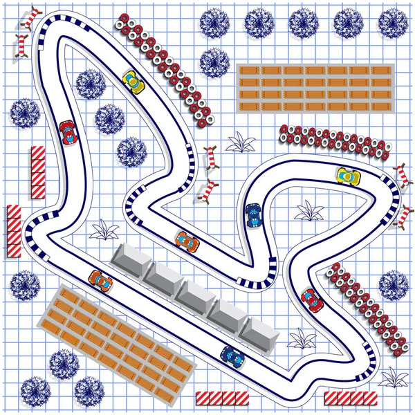Versenypálya Egy Lapon Ketrecben Nézd Meg Felülről Vektoros Illusztráció — Stock Vector
