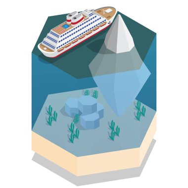 Buzdağının gemi. İzometrik. Vektör çizim.