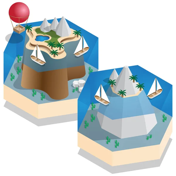 Les Îles Tropicales Isométrique Illustration Vectorielle — Image vectorielle