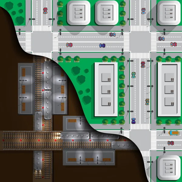 Unterirdisch Blick Von Oben Vektorillustration — Stockvektor