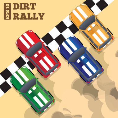 Bitiş çizgisinde toplanın. Yukarıdan bak. Vektör illüstrasyonu.