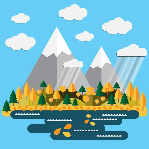 Podzimní Krajina Modrém Pozadí Vektorové Ilustrace — Stockový vektor