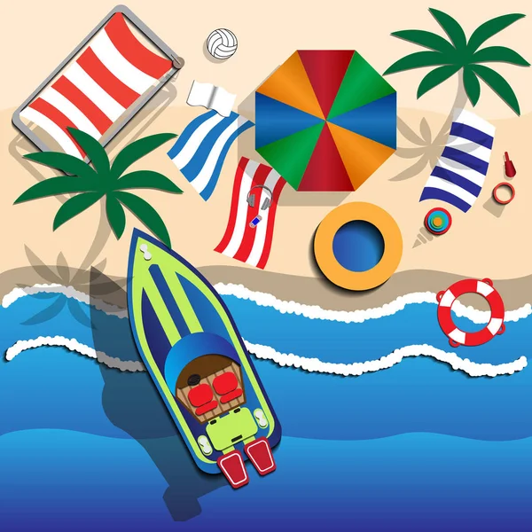 Playa Vista Desde Arriba Ilustración Vectorial — Vector de stock