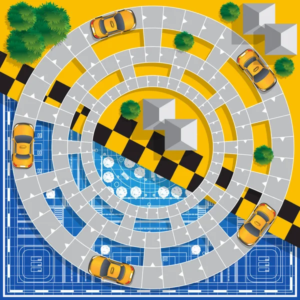 Bewegen Des Taxis Der Stadt Brettspiel Vektor Design Für Die — Stockvektor