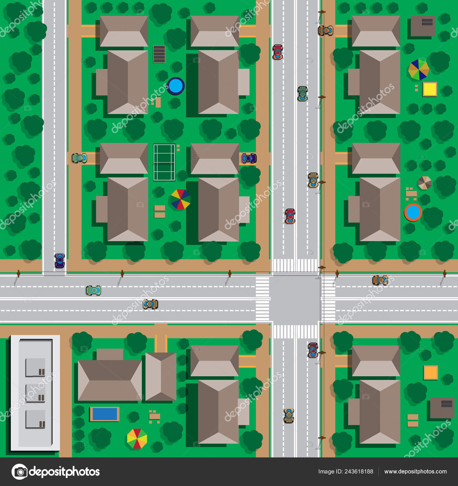Map City Streets Houses View Vector Illustration Stock Vector by