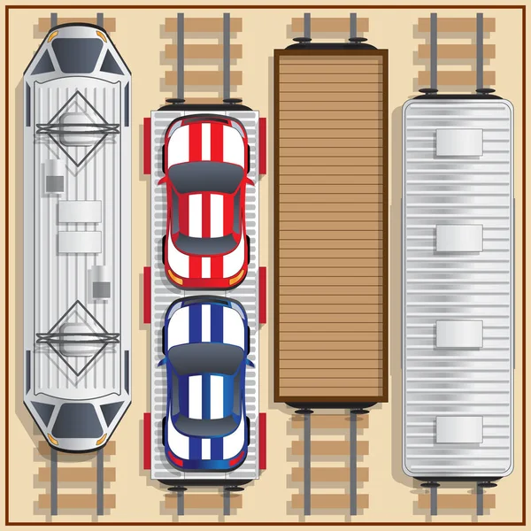 铁路机车和货车. — 图库矢量图片