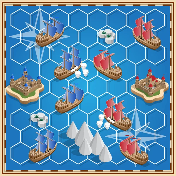 A board game on the marine theme. — Stock Vector