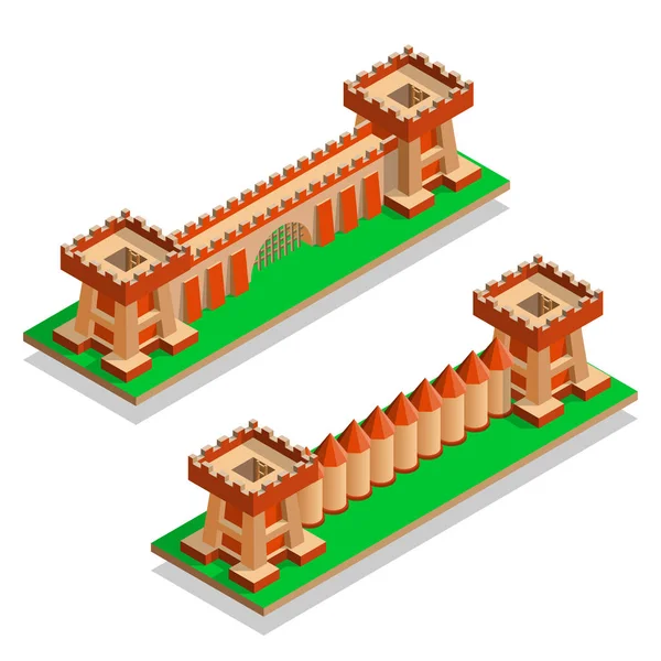 要塞の壁のセット. — ストックベクタ