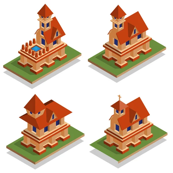 Un conjunto de casas medievales . — Vector de stock