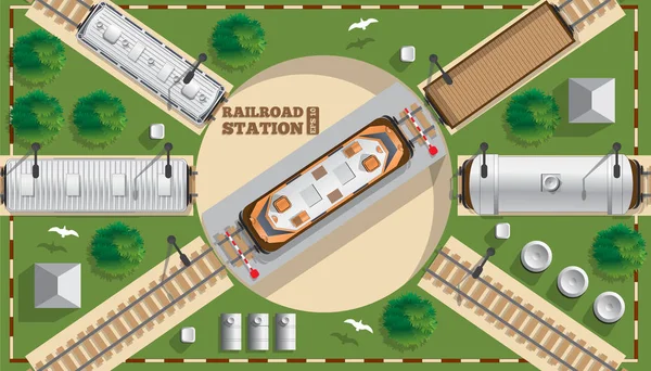 Depósito de locomotivas . —  Vetores de Stock