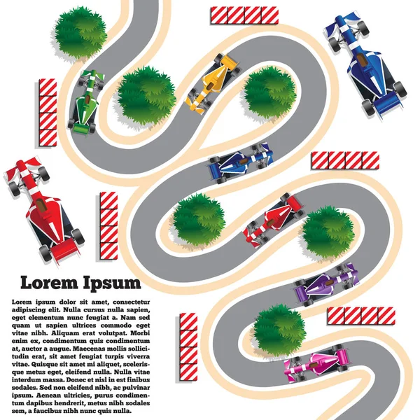 Sports cars on a winding road. — ストックベクタ