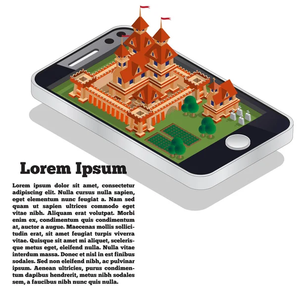 Castelo medieval sob a forma de uma aplicação móvel . —  Vetores de Stock
