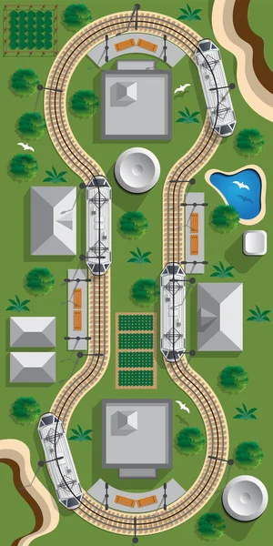 Straßenbahn Blick Von Oben Vektorillustration — Stockvektor