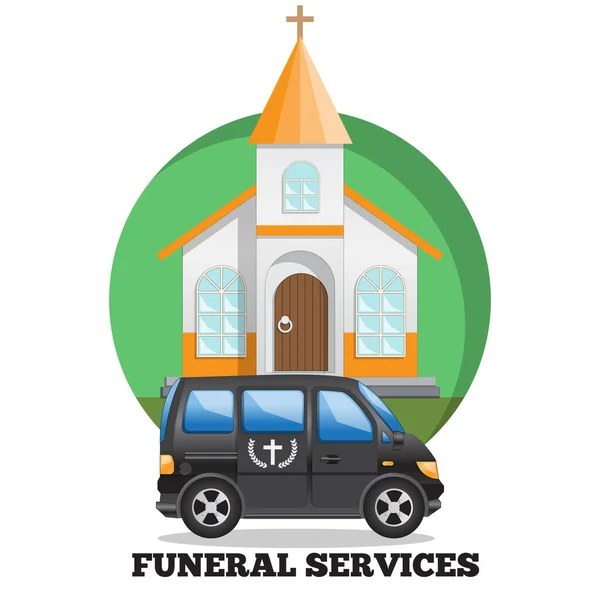 Serviços Funerários Isolado Fundo Branco Ilustração Vetorial — Vetor de Stock