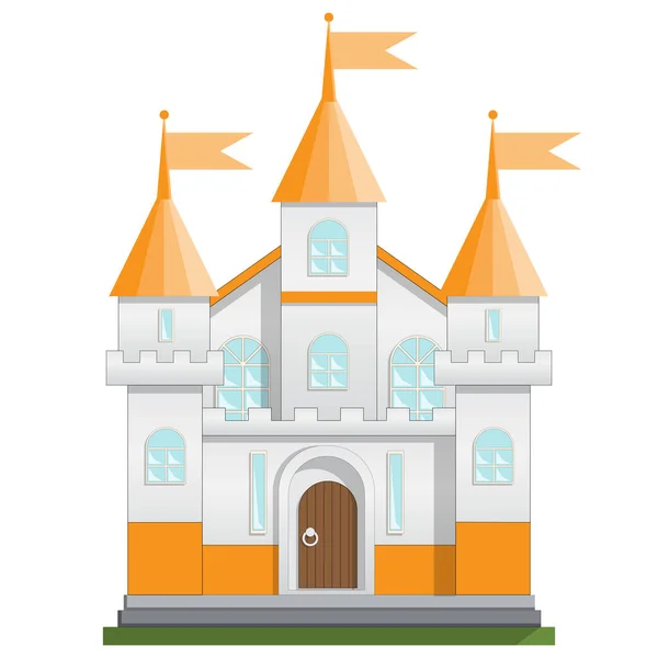 Castle Přední Pohled Izolované Bílém Pozadí Vektorová Ilustrace — Stockový vektor