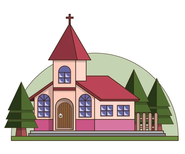 Biserica Izolat Fundal Alb Ilustrație Vectorială — Vector de stoc
