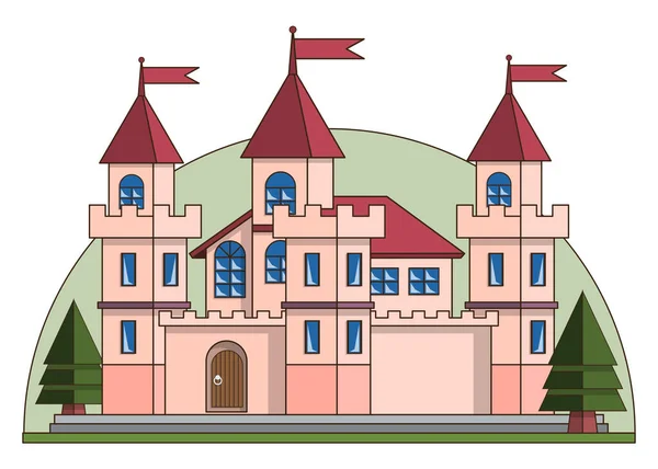Castle Izolat Fundal Alb Ilustrație Vectorială — Vector de stoc
