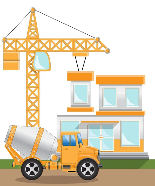 Woningbouw Zijaanzicht Geïsoleerd Witte Achtergrond Vectorillustratie — Stockvector