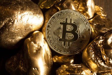 bitcoin ve altın külçeler