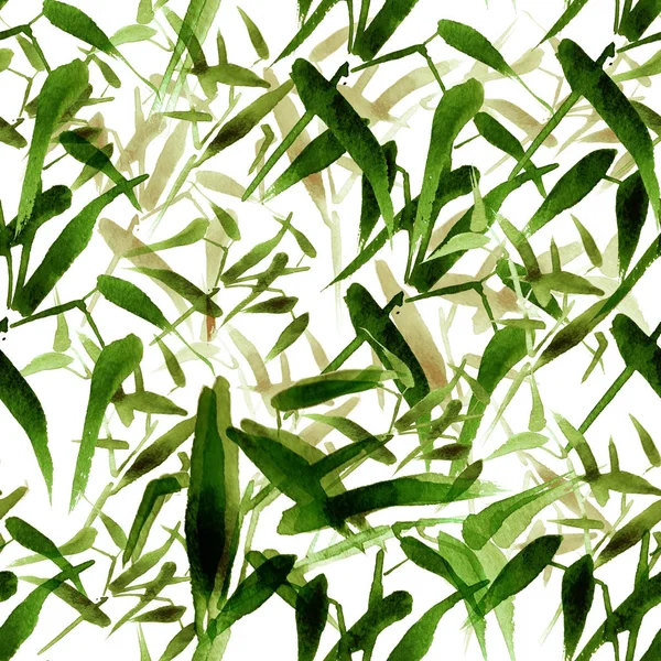 现代水彩竹质无缝图案。绿色的阴影 — 图库照片