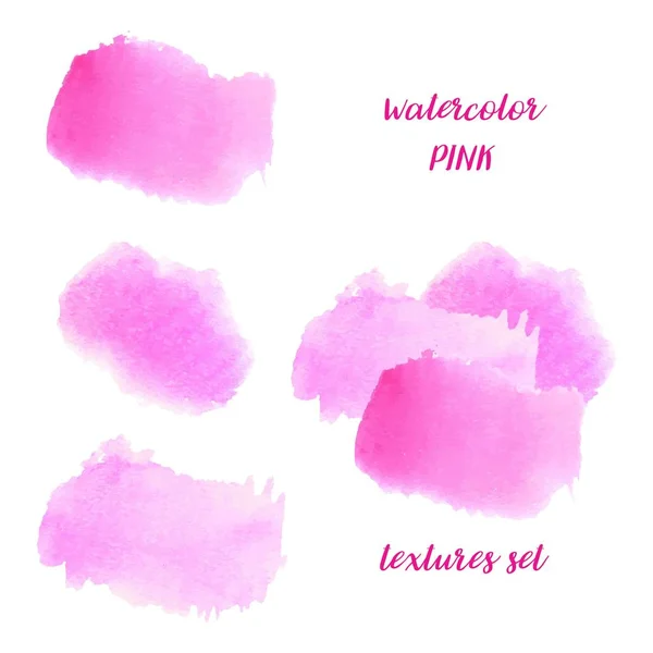 Pink monochrome vector stains isolated on white. Hand painted watercolor textures — Stock Vector