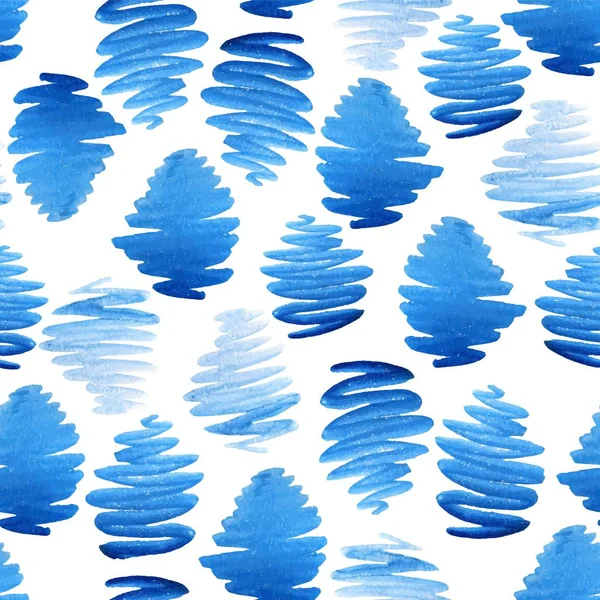 Acuarela garabatos azul gradiente vector patrón superficial. Pinceladas, líneas, gradiente de lavado. Adorno para papel de embalaje, embalaje, papel pintado . — Archivo Imágenes Vectoriales