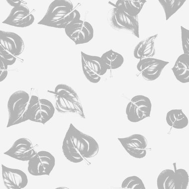 Beyaz arka plan üzerinde tek renkli sonbahar yaprakları seamless modeli