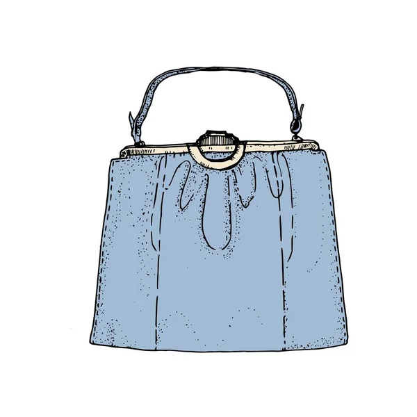 Illustration vectorielle tirée d'un croquis à la main d'un sac à main bleu pastel — Image vectorielle