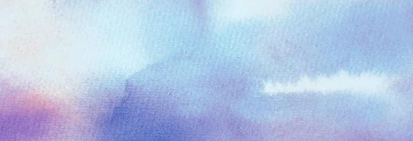 Nebeská modř, západ slunce a dawn pink, soumrak inkoust a akvarel zasněný vodorovná Obdélníková textura. Ručně malované na akvarel papír — Stock fotografie