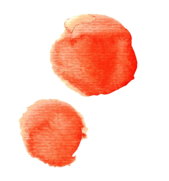 Pomarańczowy akwarela okrągłe plamy. Ręcznie rysowane na mokry papier — Zdjęcie stockowe