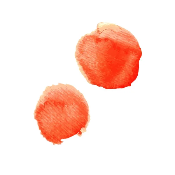 Pomarańczowy akwarela okrągłe plamy w wektorze. Ręka streszczenie tekstura wektor na mokry papier — Wektor stockowy