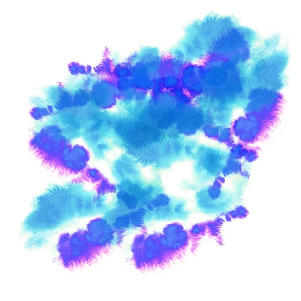Blå, rosa och ljust turkos neon akvarell burst fläckar. Handritad på vått papper. Mjuk, flytande, abstrakt, dynamisk — Stockfoto