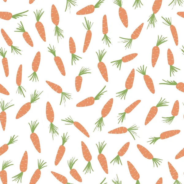 Carino modello senza cuciture carota. Cartone animato carota vegetale design semplice per tessuto di stampa tessile. Fondo bianco — Foto Stock