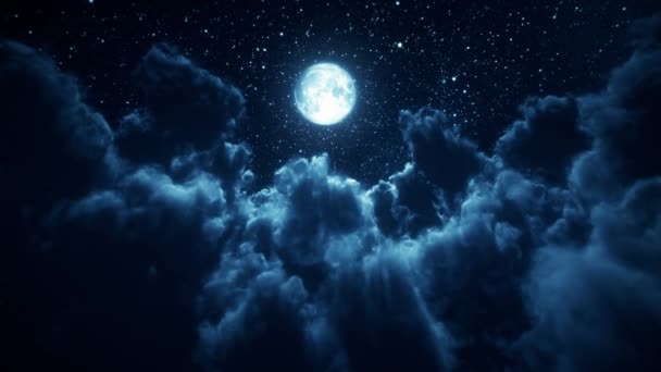 Flug über den Wolken - Schleife luxuriöser blauer Kristallfacettenhintergrund — Stockvideo