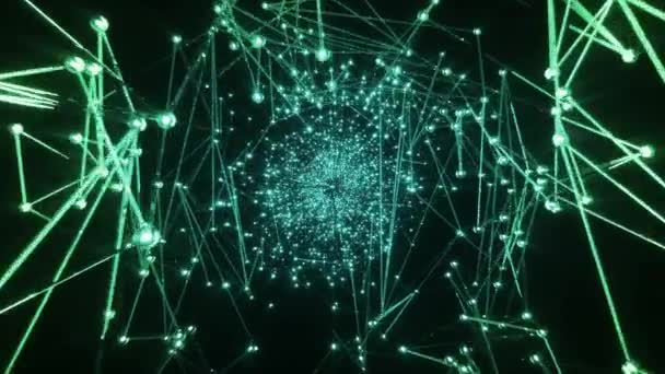 Vol abstrait Tunnel vert de molécules et d'étoiles 