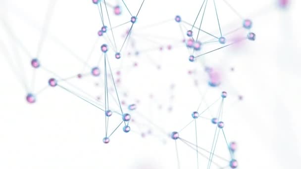 Fundo Rede Abstrato Com Estrutura Crescente Moléculas Pontos Luz Conectados — Vídeo de Stock