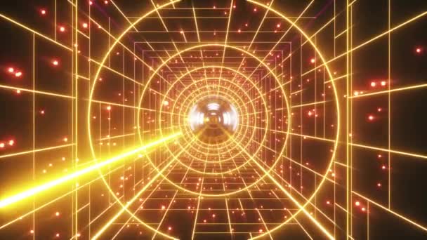 抽象的なレトロな多角形レーザー トンネル飛行の背景 — ストック動画