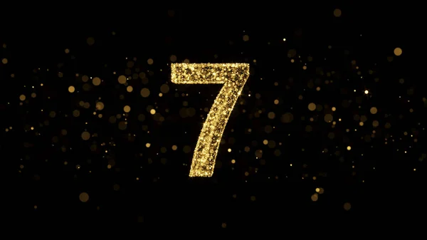 Luxury Golden Glitter Number 7 - 3D Rendered Shining Sparkles — Stock Photo, Image