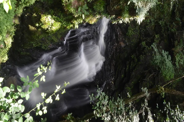 Longue Exposition Une Cascade Pays Galles Près Snowdon — Photo