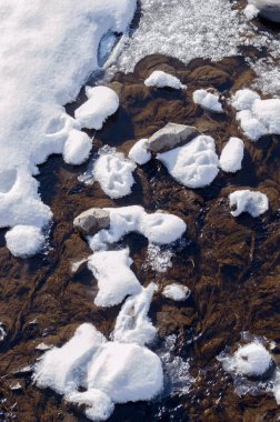 Güneşli bir günde Nisan ayında erken baharda mias nehir erir
