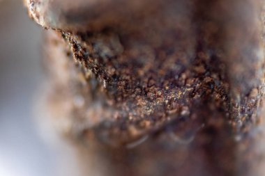 bir closeup makro paslı bir vida--dan ateş. küçük zam üzerinde odaklanmak.