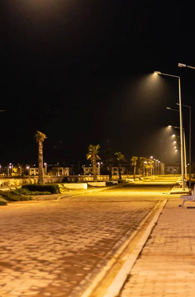 iyi lightnin ile bir sokaktan iyi görünümlü bir gece manzarası ateş