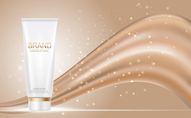 Tasarım kozmetik ürün şablonu reklamlar veya dergi arka plan için. 3D gerçekçi vektör Iillustration