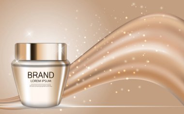 Tasarım kozmetik ürün şablonu reklamlar veya dergi arka plan için. 3D gerçekçi vektör Iillustration