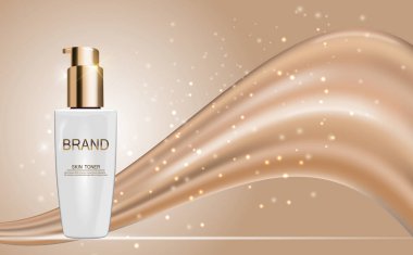 Tasarım kozmetik ürün şablonu reklamlar veya dergi arka plan için. 3D gerçekçi vektör Iillustration