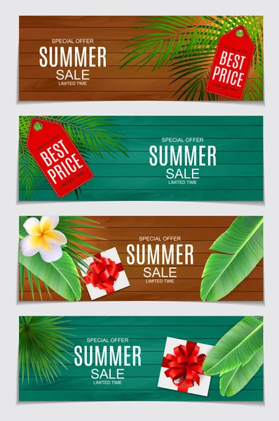 Abstract Vector Illustration Summer Sale Card Set  Background — Stock Vector