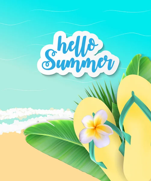 Fundo da Hora de Verão. Sunny Beach Vector Ilustração — Vetor de Stock